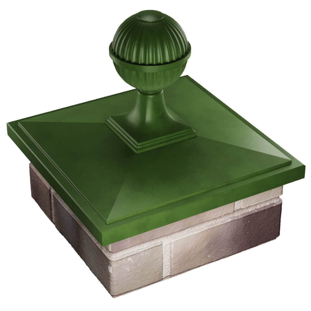 Колпак Zking БонаМоно Зеленый с шаром на столб 1.5х1.5 кирпича (385х385, 400х400мм) в сборе