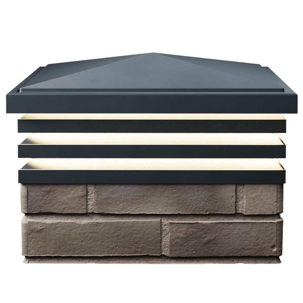 Колпак Zking Бона ХайТек Серый на столб 1.5х1.5 кирпича (385х385мм) с подсветкой